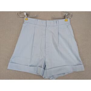 Vintage Cheryl Tiegs Cuffed Shorts Size 10 High Waisted USA Light Blue -0925F124
